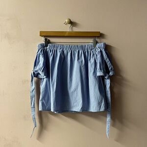 Lulu's Blue Striped Off-The-Shoulder Cropped Top NWOT Size M